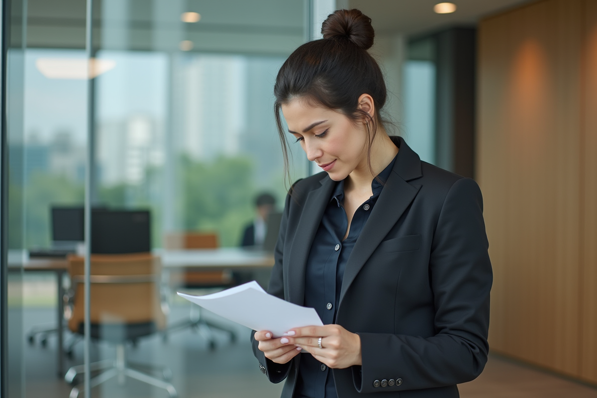 Femme d'affaires en réunion dans un bureau moderne