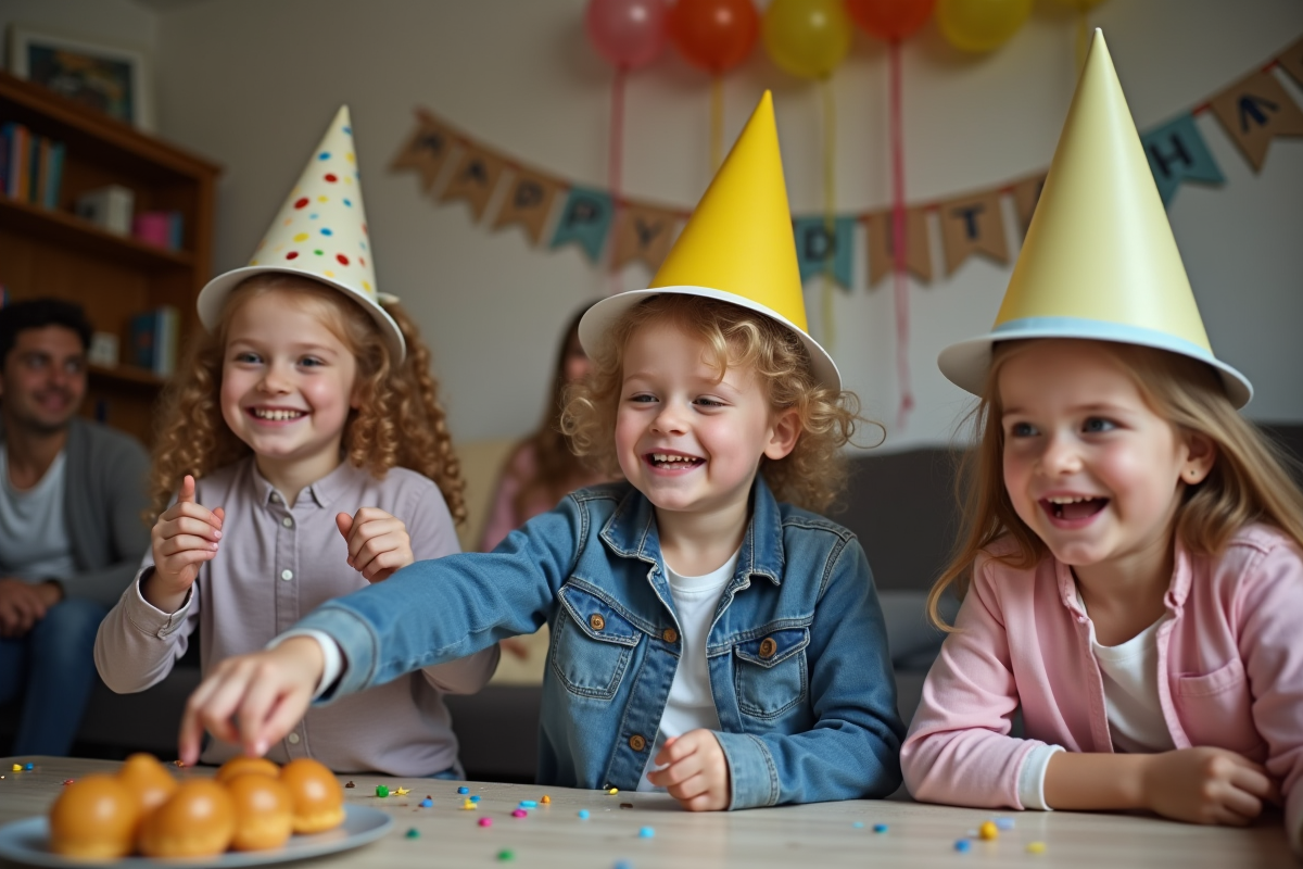 Groupe d'enfants jouant lors d'une fête d'anniversaire
